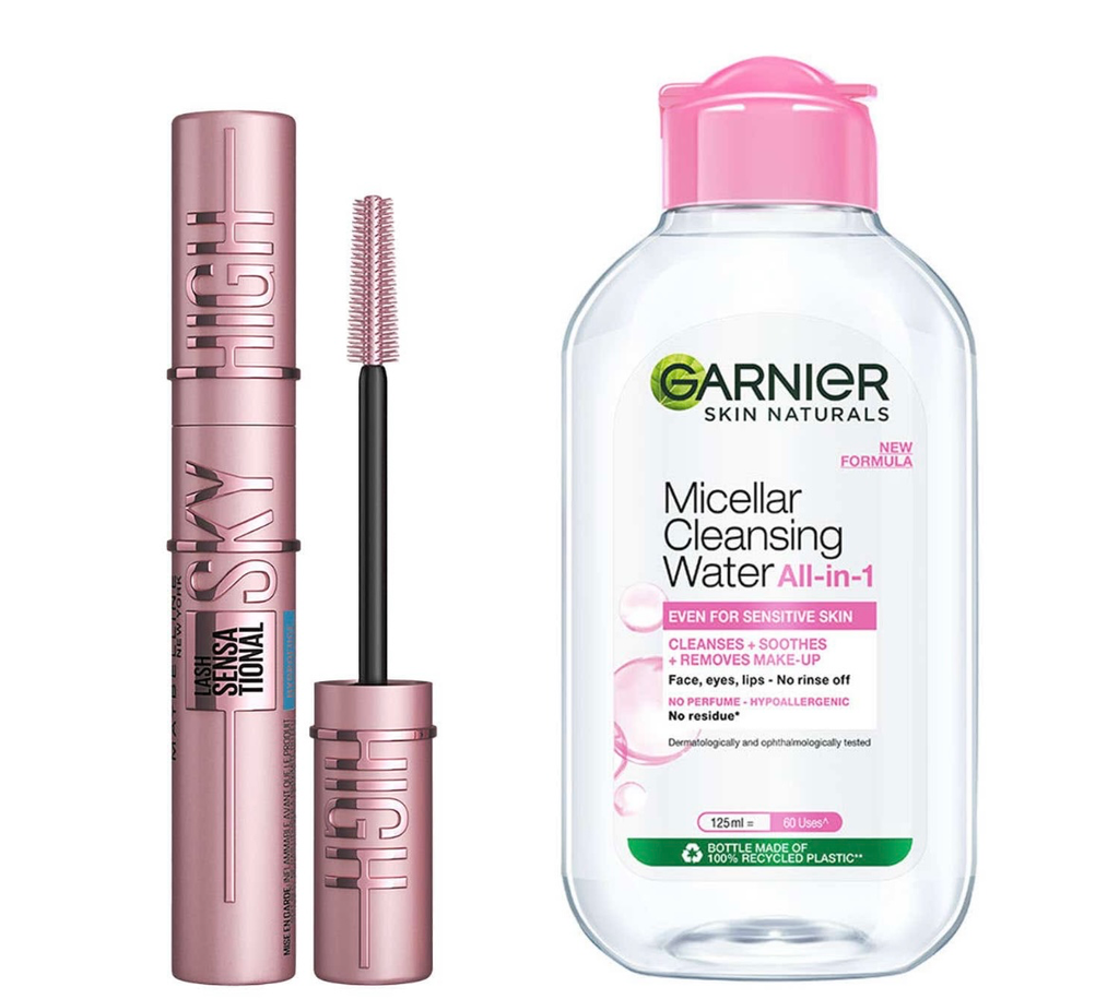 Maybelline New York Sky High Waterproof Mascara with Garnier Micellar Cleansing Water Combo
